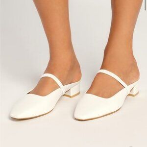 Lulu's Lewlen White Ballet Heel Sandals Size 7